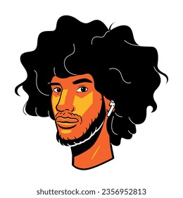 vector man avatar headphone cartoon illustration isolated