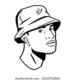 ilustración de dibujos animados de avatares de vectores en auriculares aislados