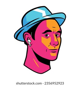 ilustración de dibujos animados de avatares de vectores en auriculares aislados
