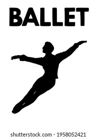 Vector Of Man In Ballet. Man Is Dancing Ballet. Male Dancer Dressed In A Professional Costume. Classical Ballet Dancer. Inscription Of Ballet