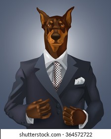 vector man with bullterrier head