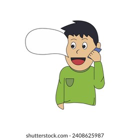 vector of man calling with smartphone with text balloon 