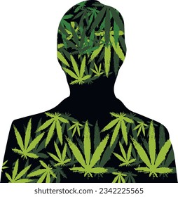 hombre vector y cannabis. gente a la que le gusta el marijuan
