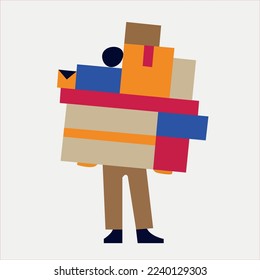 vector man carrying gift box