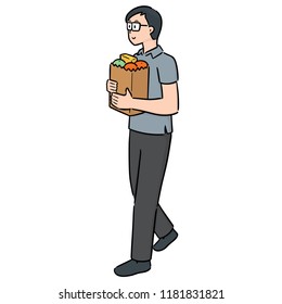 vector of man carrying shopping bag