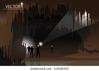 vector man in the cave