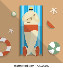 Vector of a man chilling on the beach