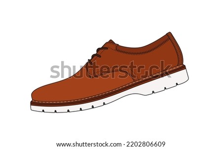 Vector man classic shoes isolated on white background. Business style handmade men footwear illustration. Luxury leather shoe profile. Male brown elegance boot silhouette. Classic footwear flat drawn