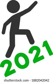 Vector man climbing 2021 illustration. An isolated illustration on a white background.