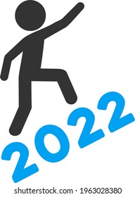 Vector man climbing 2022 illustration. An isolated illustration on a white background.