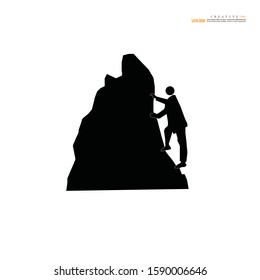 vector of man climbing mountain  icon.hiking icon.vector illustration.      