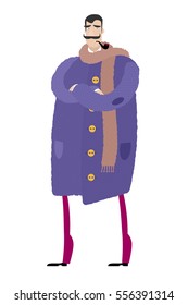 Vector man in a coat and scarf