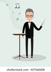 Vector man, conductor, musician, leader. Vector illustration
