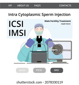 Vector Man Doctor In Process ICSI - Part Of IVF Treatment