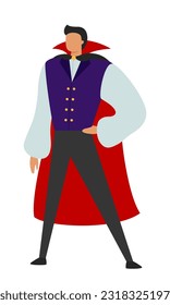 Vector man in Dracula costume. Halloween costume
