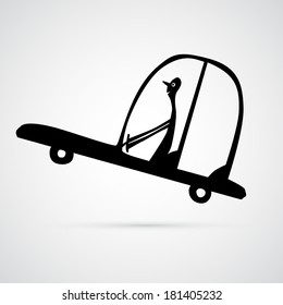 Vector Man Driving Car Illustration, Silhouette