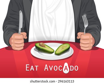 Vector Man Eating Avocado