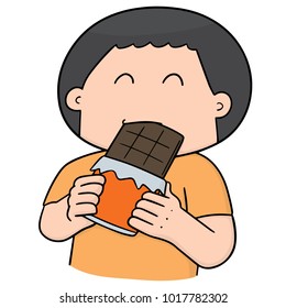 vector of man eating chocolate