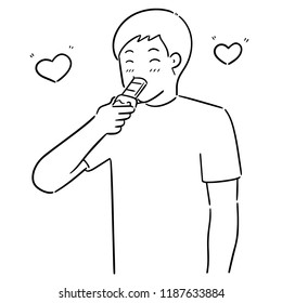 vector of man eating chocolate