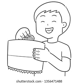 vector of man eating potato chips
