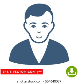 Vector Man EPS vector pictograph. Illustration style is flat iconic blue symbol on a transparent background.