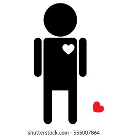 Vector the man fall heart on the ground