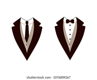 Vector Man Fashion, Tuxedo, Jackets, Weddind Suit with Bow Tie and Tie.