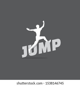 
vector man figure jumping on dark ground