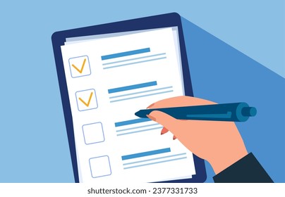 Vector of a man filling out an application form 