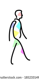 Vector man in filling shapes style