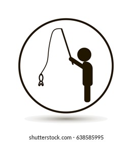 Vector man is fishing.
On a white background