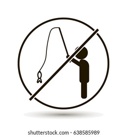 Vector man is fishing. Fishing is prohibited
On a white  background