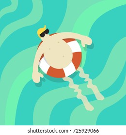 Vector of a man floating in the water