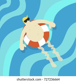 Vector Of A Man Floating In The Water