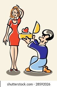 Vector Man Giving His Heart To A Woman