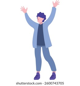 Vector man with hands up celebrate victory