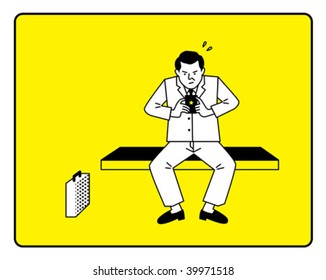 Vector Man Having Trouble with Technology