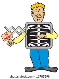 vector of man having x-ray of chest