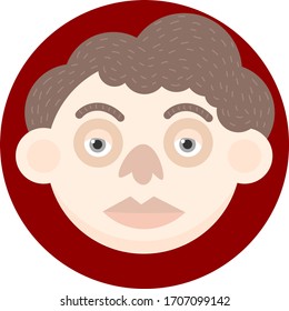 Vector man head icon. Simple face illustration.