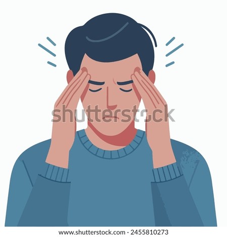Vector a man with his hands on his head and his hands are holding his head