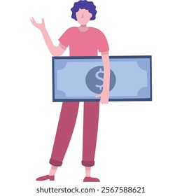 Vector man hold money cash in hand icon