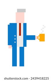 Vector of a man holding and enjoying a cup of coffee