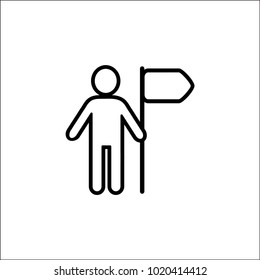 Vector man holding flag Icon