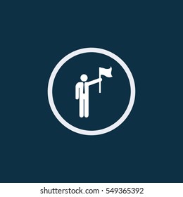 Vector man holding flag Icon