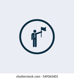 Vector man holding flag Icon