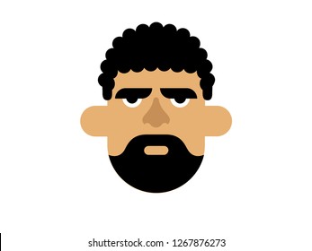Vector man holding a mustache on a white background