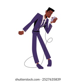 Vector Hombre Jazz Cantante Personajes de dibujos animados Ilustración Aislado