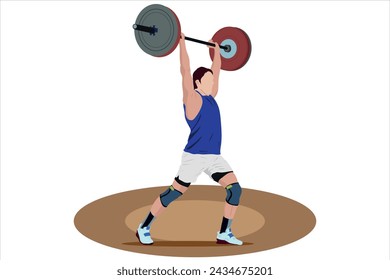 Vector of man lifting heavy weight