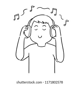 vector of man listening music