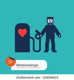 Vector man with a love pump. Vector illustration Eps10 file. Global colors. Text and Texture in separate layers.